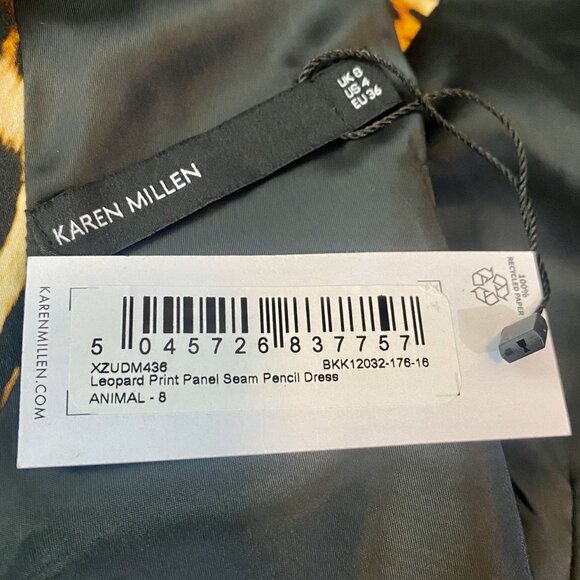 *NWT* Karen Millen Leopard Print Panel Seam Sleeveless Pencil Dress - Size 4 - Picture 15 of 16